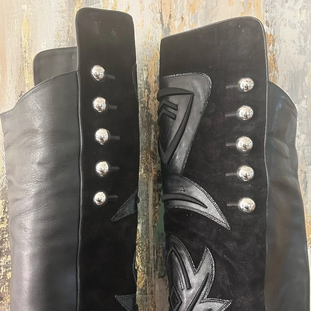 ISABEL MARANT Becky Thigh High Farrah Leather Boots- Black/ Size 37